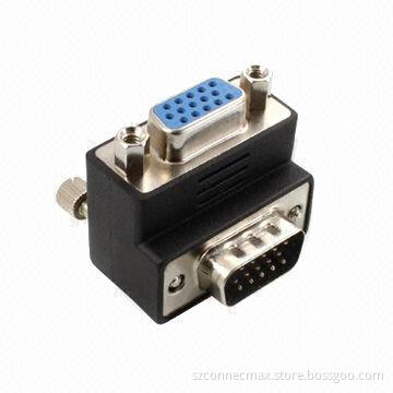 90 Degree VGA SVGA Male to Female Right Angle Adapter Port for 15 Pin TV Cable